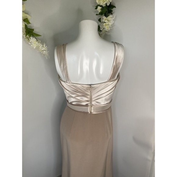 Montage Mon Cheri Size 6 Fits 2 Champagne Gown Embellished Beaded Dress 2 Piece - Picture 11 of 16